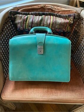 *Rare* Turquoise Bosca Italian Leather Briefcase